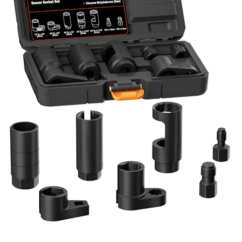 YEKEPRO 7Pcs O2 Oxygen Sensor Socket, Sensor Oil Pressure Sending Unit Removal Kit, Automotive 3/8