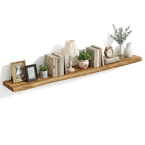 Image of Vivelove Wood Floating Shelves Live Edge 72 inch Set of 1, Natural