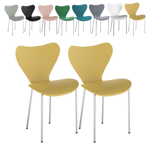 XUANYU Chaises de Salle à Manger Scandinave Lot de 2, Chaise de Cuisine, Idéal pour Salle à Manger, Salon, Chambre à Coucher (Jaune 2Pcs)