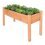 relaxdays orto rialzato, hxlxp: 76 x 127 x 46 cm, giardino, balcone, terrazza, legno di abete, arancione