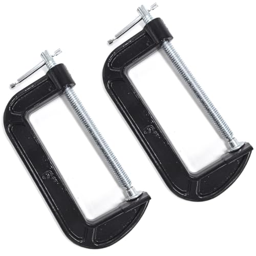 6 Inch C-Clamp Set, 2-5/8 Inch Throat Depth Heavy Duty Steel C Clamp Industrial Strength C Clamps for Woodworking, Welding, and Building(2PCs)