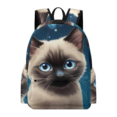Siamese Cat Backpack Printed Laptop Backpack Carry on Backpack Casual Shoulder Bag for Women Men