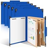 Henoyso 10 Pcs Hanging Classification Folders with Fasteners, 3 Pocket Dividers Letter Size Built-in Hangers with 8 Prongs Fasteners, 4 in Expansion File Folder for School Office Medical, Dark Blue