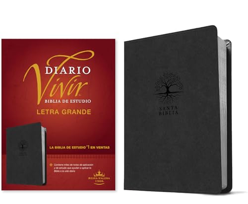 Biblia de estudio del diario vivir RVR60, letra grande (SentiPiel, Carbón, Letra Roja) (Spanish Edition)