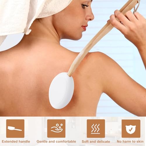 7 Stück Rückenbürste mit Langem Stiel Set Abnehmbare Eincremehilfe für Rücken Duschbürste Rückeneincremhilfe Rückencremer Rücken Selbst Eincremen Badebürsten mit Badezubehör für Erwachsene und Kinder