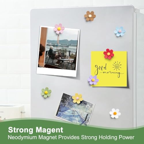 Image of K.K. VillA Beautiful 3D Flower Fridge Magnets for Home & Office | Strong Decorative Magnets for Refrigerator, Locker, Whiteboard & Kitchen Use | Multicolour Floral Design (Pack of 10, Small)