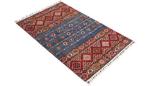 Tapis afghan Ziegler Khorjin d'exception tissé main 90x130