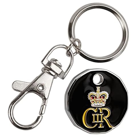 Harts Charles the Third Coronation Trolley locker Token Keyring New shape,12 sided x 1 unit (Black) Cover