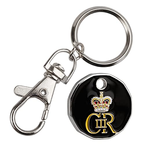 Harts Charles the Third Coronation Trolley locker Token Keyring New shape,12 sided x 1 unit (Black)