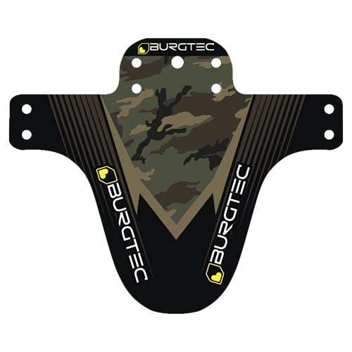 Burgtec Moto Front Mountain Bike Mudguard - Camo/MTB Mud Fender Shield Guard Face Bicycle Cycling Cycle Biking Board Muck Rain Water Puddle Wet Weather Trail Riding Downhill Accessories