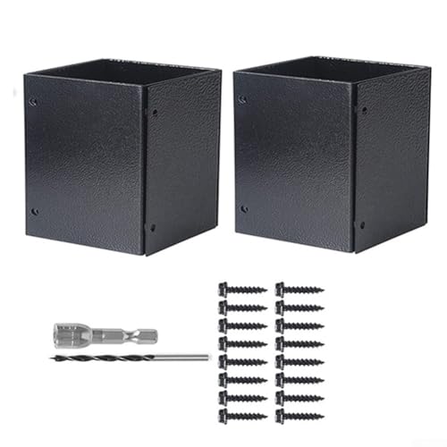 babominimer Protezioni regolabili in metallo per cassette postali in legno, recinzioni, altalene e ringhiere con rivestimento impermeabile antiruggine (nero, 4 pezzi)