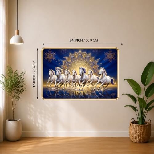 Image of 7 Running Horses Vastu Photo Frame, 16x24 Inch