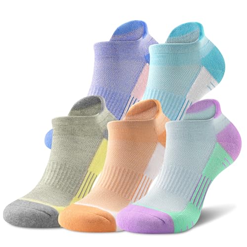 OGW Women's Ankle Socks for Athletics 5-Pack - Cushioned Sock with Arch Support,Moisture-Wicking for Running/Yoga/Gym,size 5-123