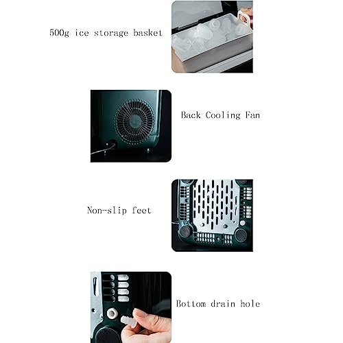 Eiswürfelmaschine für die Arbeitsplatte, tragbare Eismaschine, produziert 22-33 Pfund pro Tag, 9 Würfel in 8 Minuten, mit Eisschaufel und Korb