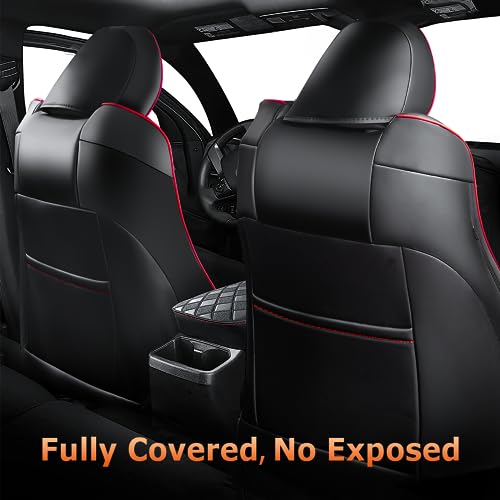 Image of Carlimeki Leather Seat Covers Custom Fit for Tacoma Gen 2nd (2005-2015) | For Double & Crew Cab only - Fits Base, PreRunner, TRD Pro - Fully Covered - Fit Like a Glove