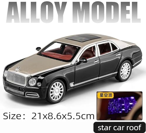 Image of Invite Enterprise 1:24 Bently Mulsanne Black /Brown Die-Cast Metal Pull Back Car with 6 Openable Doors with Sound and Light Toy Decoration car Best Gift Toys for Kids 【Black /Brown Color】