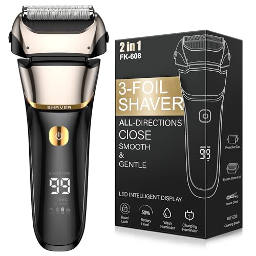 Folienrasierer Herren, 2 in 1 Rasierer Herren Elektrisch mit Präzisionstrimmer, Trocken&Nass Elektrorasierer Herren, USB...