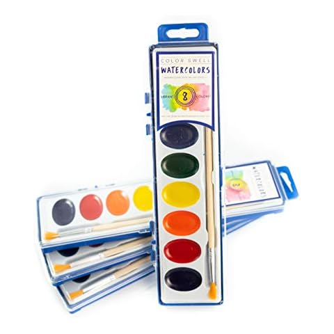 Color Swell Bulk 8 Color Watercolors with Wood Brushes - 4 Packs Cover