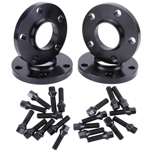Slakerbe 4PCS 15mm Hubcentric Wheel Spacers 5x112 5 Lug with M14x1.25 Studs 66.6mm, Hubcentric Forged Wheels Spacer Compatible with B*M*W for 118i 128ti 220i