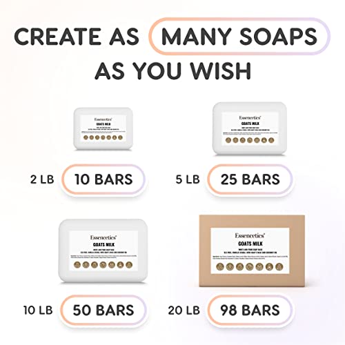 Essencetics 20 Lb - Goat Milk Soap Base With Coconut Oil - Sls And Sles Free - Melt And Pour Soap Base For Soap Making - Made From Premium Glycerin - Use With Soap Making Supplies - (20 Pound) #TOP1