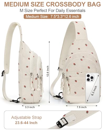 Image of Capolo Sling Bag for Women Men Waterproof Crossbody Bags for Women Trendy Casual Fanny Pack with Convertible Shoulder Strap Chest Bag for Travel Hiking(Strawberry, Medium)