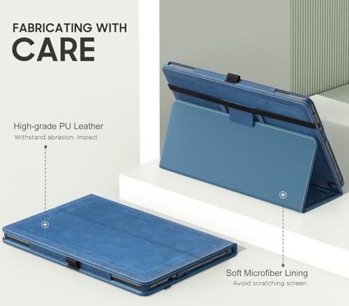 Image of MoKo Case Fits All-New HD 10 & 10 Plus Tablet (13th /11th Generation, 2023 /2021 Release) 10.1 inch - Slim Folding Stand Cover with Auto Wake /Sleep, Blue Vintage Twill