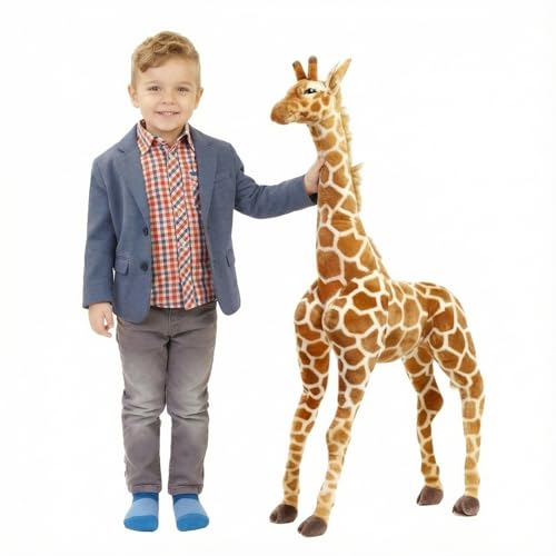 Meooeck 31.5 Inch Giant Giraffe Stuffed Animal, Large Plush Toy for Kids Lifelike Standing Toys Stuffed Tall Giraffe for Birthday, Nursery Home Decor