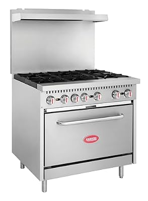 Kratos 36" Commercial Gas Range & Oven, 6 Burners and Full Size Oven