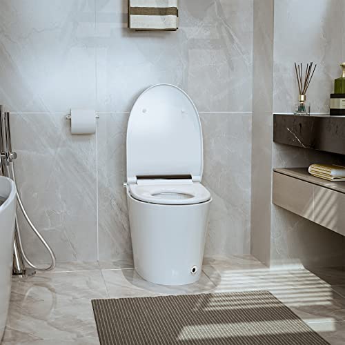 Ikifly Intelligent Smart Toilet, One Piece Toilet With Auto Dual Flush, Heated Seat, Soft Closing Seat, Foot Sensor (Flush) #TOP6