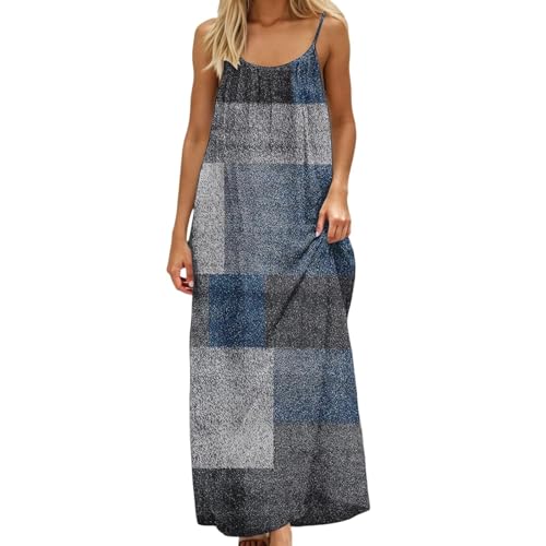Robe d'été femme longue fluide à bretelles spaghetti et col rond