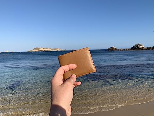 Image of Allett Sport Wallet, RFID Blocking Slim (Leather, Hazel Brown) | Slim Minimalist Front Pocket Leather Sport Wallet, RFID Blocking, Water-Resistant, Holds 4-24+ Cards & Cash, Men & Women