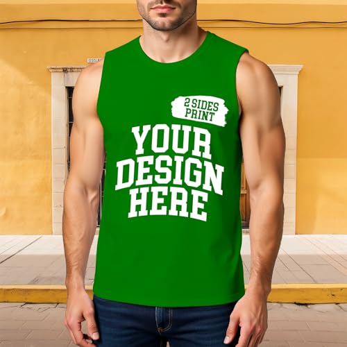 Custom Sleeveless Shirt for Men with Crewneck Design Your Picture Logo Text Mens Tank Tops Personalized Gifts for Dad2
