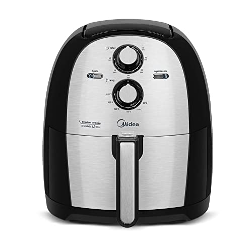 Fritadeira Air Fryer Sem Óleo Midea, 5,5 litros, 110 Volts, Family Prata/Inox