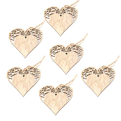 CLISPEED 6Pcs Fatias De Madeira Rústica De Madeira Inacabada Entalhes Do Coração Do Dia Dos Namorado