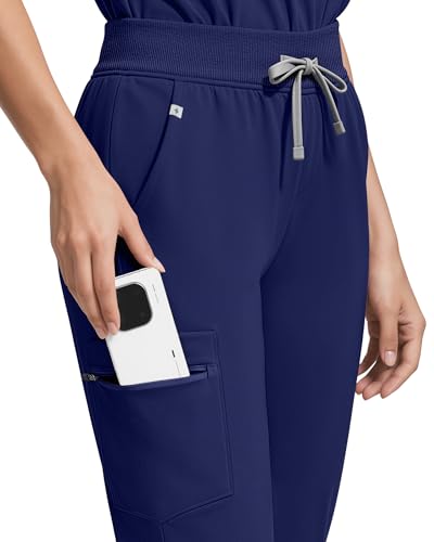 Image of Medical Scrubs for Women Pants, Soft Stretch & Breathable Joggers | Drawstring Womens Scrub Cargo Pants with 5 Utility Pockets, Bottoms Keep 12-Hour Shift Comfort for Healthcare Professionals