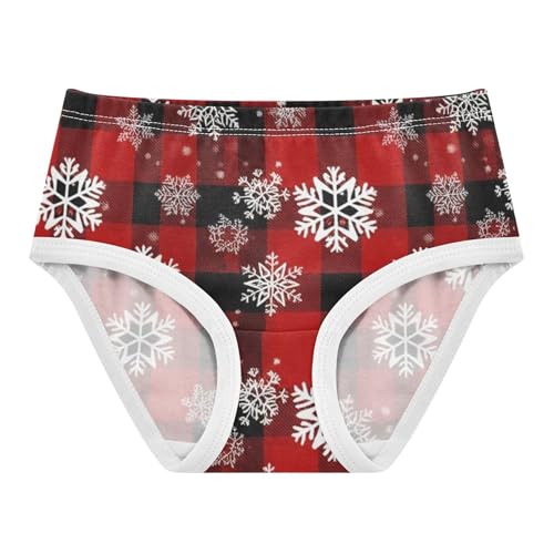 Snowflakes Red Black Checkered Cute Panties Girl Girls Underwear Toddlers Cotton Stylish Undies Kids Briefs 2t