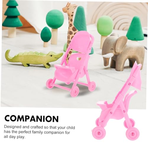 FUNNETOYU 4 Stück Teiliges Mini Babywagen aus Abs Kunststoff Farbenfrohes Rollenspiel Zubehör für Pädagogisches Puppenwagen Modell für Eltern Junge Mädchen Interaktion – Bild 3