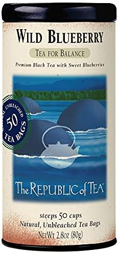 The Republic of Tea Wild Blueberry Tea, 2.8 oz Tin | 50 Tea Bags, Gourmet Black Tea | Caffeinated