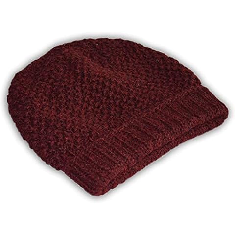 Invisible World Women's Baby Alpaca Wool Hat Knit Beanie Winter Burgundy Cover