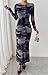 BTFBM Wedding Guest Dresses for Women Fall Fashion 2025 Bodycon Long Sleeve Boho Mesh Party Cocktail Floral Maxi Dress(Navy, Small)