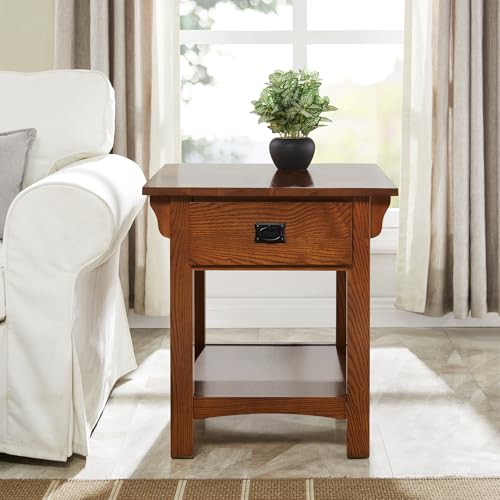 Image of Leick Home Mission Impeccable Nightstand Side Table, 24 inch, Medium Oak