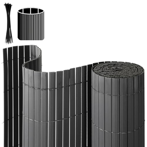 Eulenke Canisse en PVC Brise Vue 120 x 300 cm, Trois Renforts nervurés, clôture d'intimité avec Serre-câbles, Lattes intérieures renforcées, Brise-Vue pour Balcon, clôture, Jardin, Anthracite