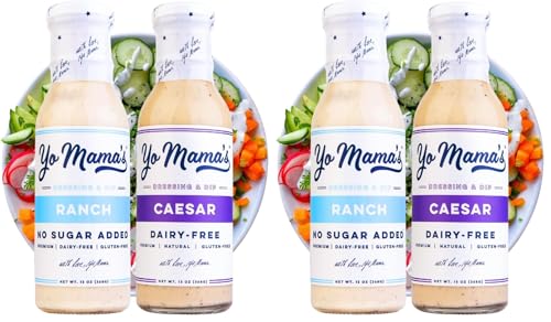 Yo Mama's Foods Keto Ranch & Caesar Combo Dressing and Dip - Pack of (2) - Dairy Free, Gluten Free, Low Sodium, and All Natural! (Pack of 2)