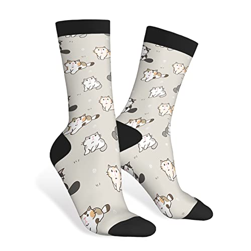 40Cm Calcetines Altos Hombres Estampados Calcetines De Senderismo Transpirables Calcetine Media Caña Gato De Dibujos Animados Para Uso Multiestación Trabajo Mujer