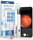 Otoscopio Limpiador de Oídos con Cámara 3,6mm 1920p WiFi Endoscopio de Oídos - UdiGuard Limpieza Cera Oídos Digital 6 Luces LED Adultos Niños Animales - Compatible con iPhone iPad y Android Blanco