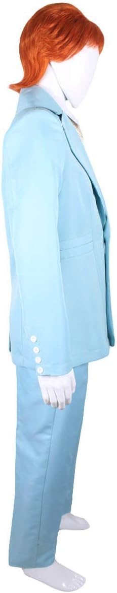 HPO Men’s Glam Rock Pop Star Blue Suit Costume – 70s Retro Singer Outfit Include Jacket, Shirt, Tie & Pants for Disco Party - Image 6