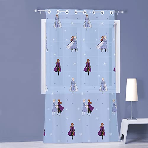 Disney Home Frozen 2 Sisters Voilage à oeillets | 100% Polyester | OEKO-TEX | 140X240cm | Imprimé Fille | Bleu