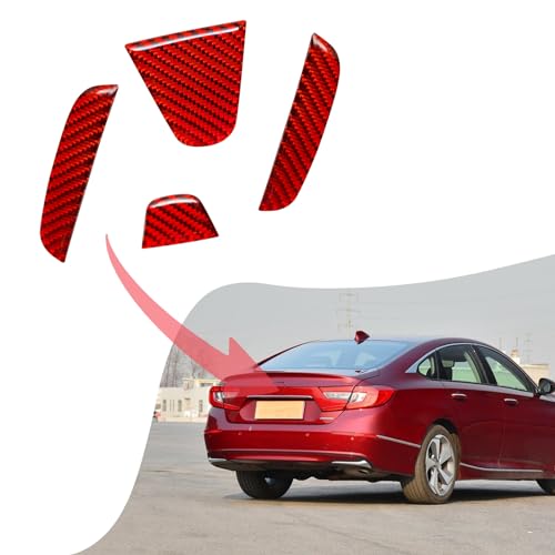 Image of SUNJIKA Compatible with Carbon Fiber Car Trunk Rear Tailgate Trim Sticker Car Back Badge Decal Accessory for Honda Accord 2018 2019 2020 2021 2022 2023 2024 4PCS (Red)