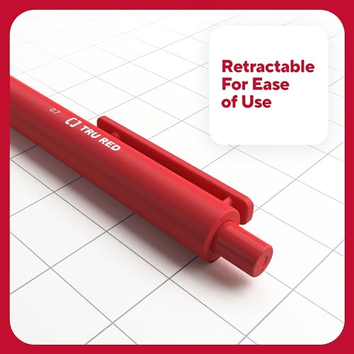 Bolígrafos Retráctiles de Gel TRU RED, Punta Media 0.7mm, Tinta Roja, Pack 12 miniatura 4