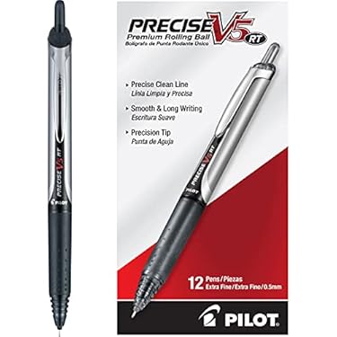 AMAZON - PILOT Pen 26062 Precise V5 RT Refillable & Retractable Liquid Ink Rolling Ball Pens, Extra Fine Point (0.5mm) Black Ink, 12-Pack